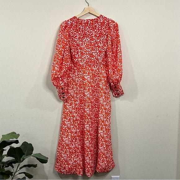 GANNI F6901 Mini Floral Button Wrap Crepe Midi Dress Size EU 34 - Picture 3 of 9